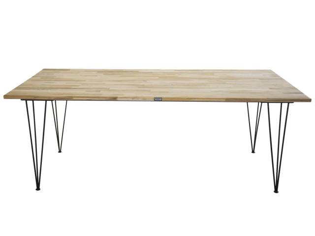 Bali spisebord - natur teak og sort metal (200x90)