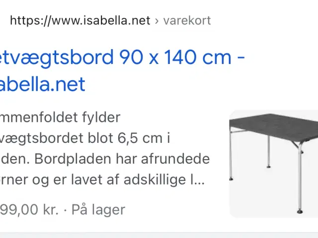 nyt Isabella campingbord | Løkken - GulogGratis.dk