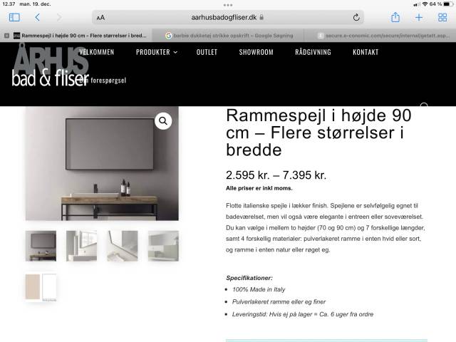 Rammespejl italiensk til badeværelse 