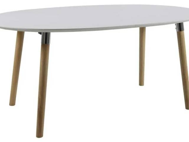 Belina spisebord inkl. 2 till. plader - Hvid/Eg