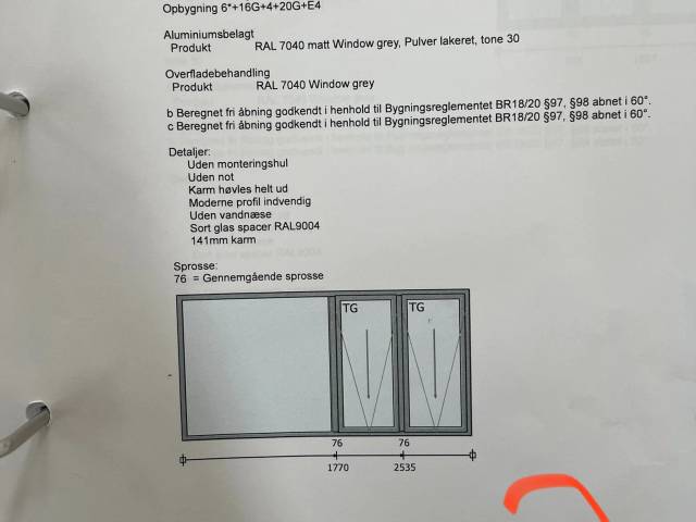 Nye nordan træ/alu vinduer 