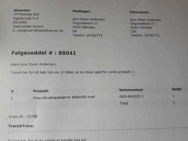 Håndklædetørrer 600×450 hvid 