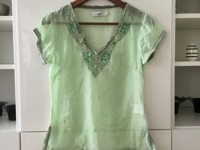 Milla transparent top bluse med palietter