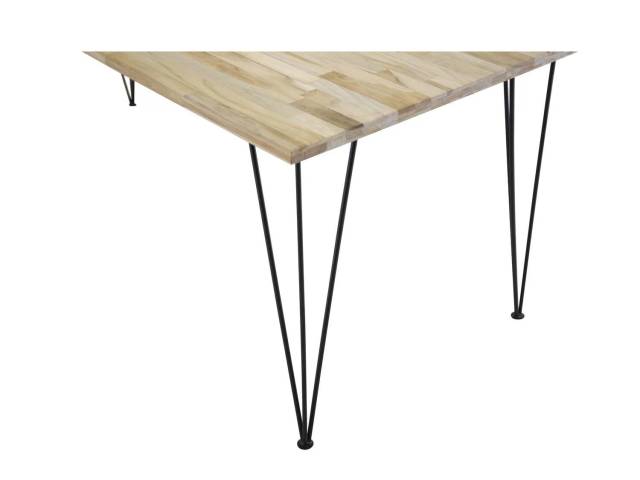 Bali spisebord - natur teak og sort metal (200x90)
