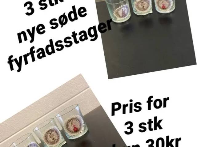 3 stk nye søde fyrfadsstager
