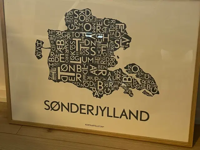 Traditionel uren tekst Plakat over Sønderjylland fra Kortkartellet | Ribe - GulogGratis.dk